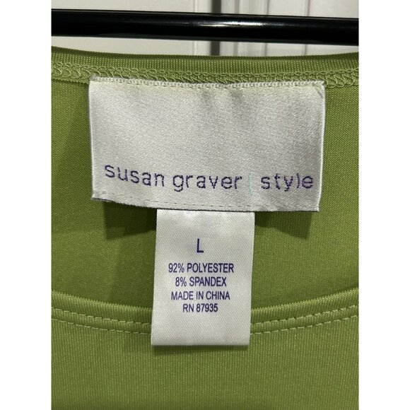 Susan Graver Style Liquid Knit Sleeveless Tank Top Green Sz Large Essentials - Picture 5 of 9